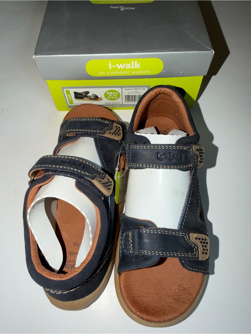 Bobux i-Walk Navy and Tan Kids Sandals
